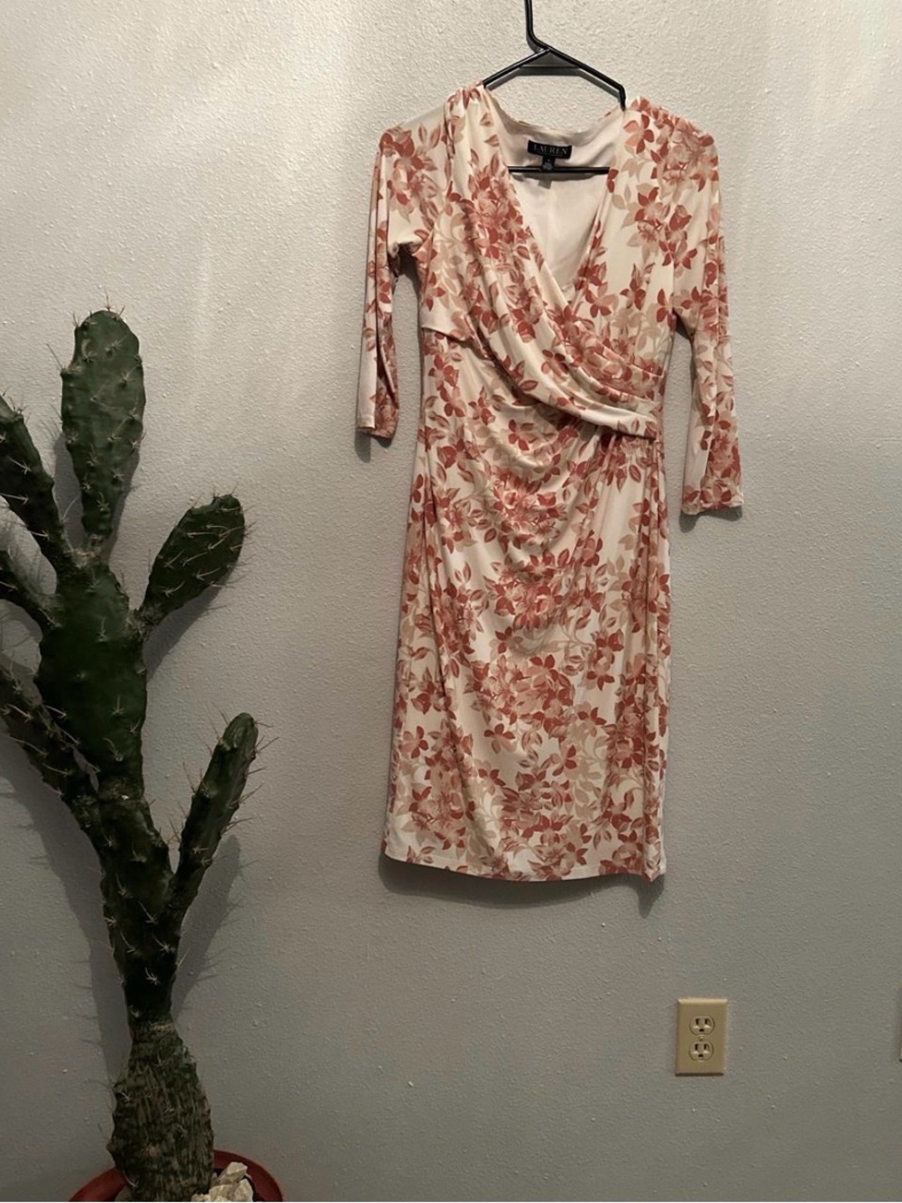 Ralph Lauren Wrap-Style Midi Dress in Blush
